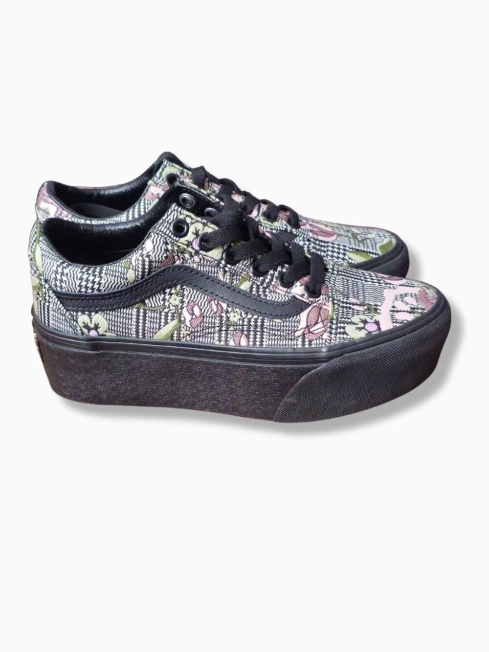 Vans Old Skool Stackform Tapestry Floral Black Platform Sneakers Women's Size 5